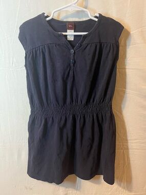 Tea collection Navy Button-Front Smocked Waist Tunic